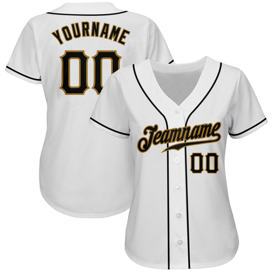 Custom White Black-Old Gold Authentic Baseball Jersey - Sky-Custom