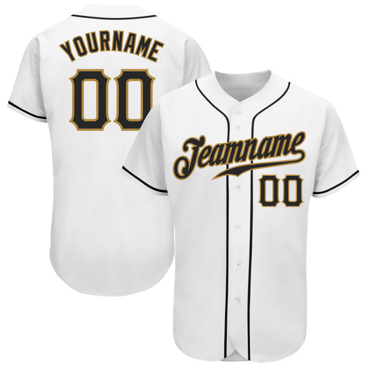 Custom White Black-Old Gold Authentic Baseball Jersey - Sky-Custom