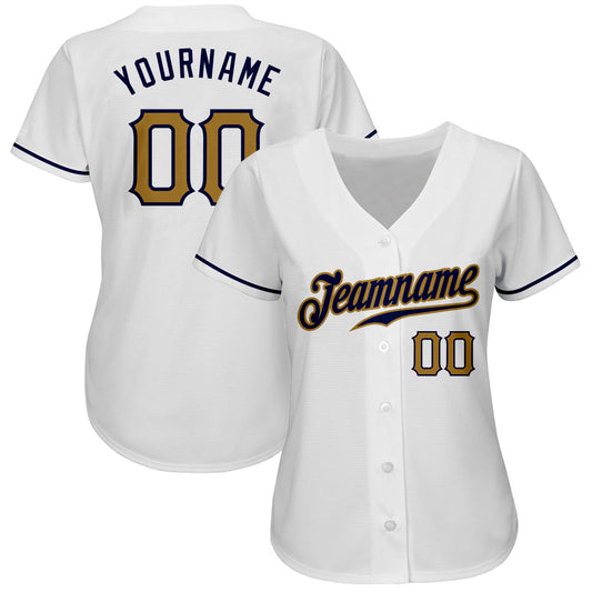 Custom White Old Gold-Navy Authentic Baseball Jersey - Sky-Custom