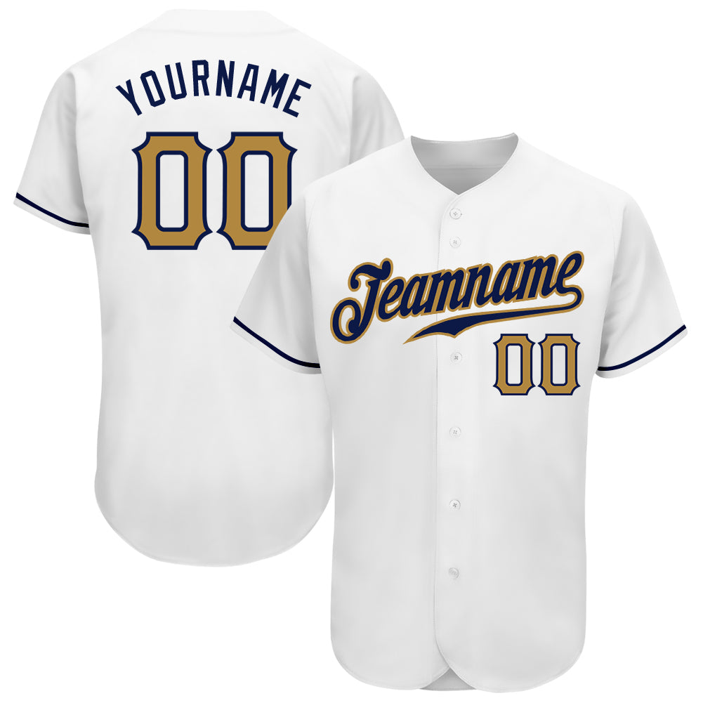 Custom White Old Gold-Navy Authentic Baseball Jersey - Sky-Custom