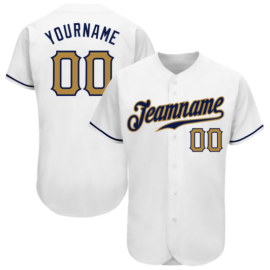 Custom White Old Gold-Navy Authentic Baseball Jersey - Sky-Custom