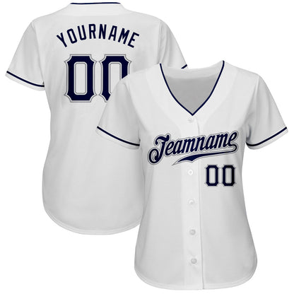 Custom White Navy-Gray Authentic Baseball Jersey - Sky-Custom