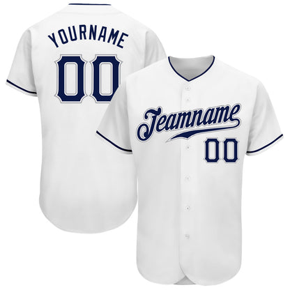 Custom White Navy-Gray Authentic Baseball Jersey - Sky-Custom