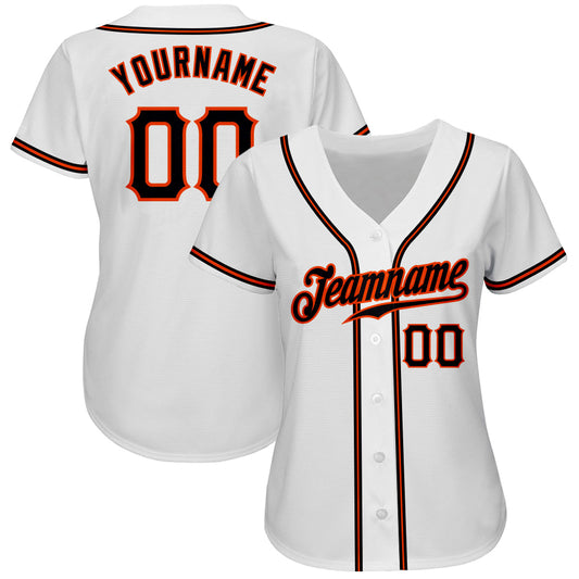 Custom White Black-Orange Authentic Baseball Jersey - Sky-Custom