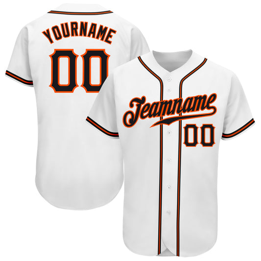 Custom White Black-Orange Authentic Baseball Jersey - Sky-Custom