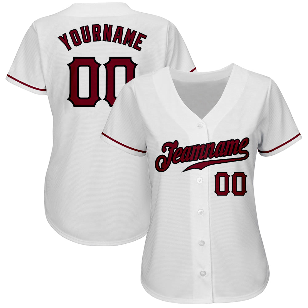 Custom White Crimson-Black Authentic Baseball Jersey - Sky-Custom