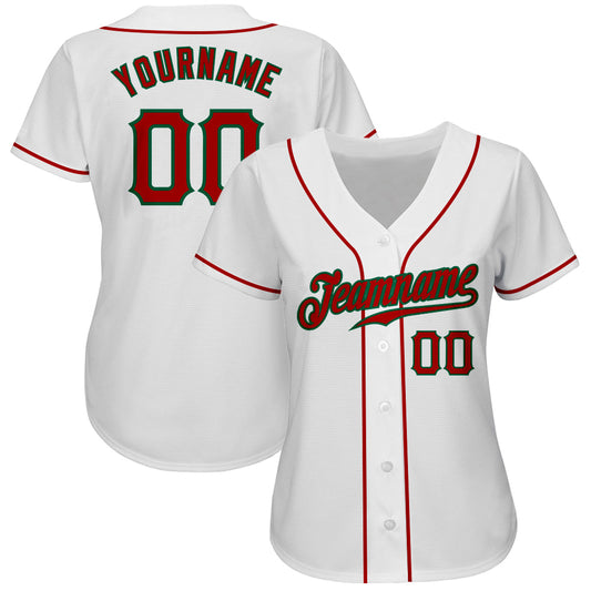 Custom White Red-Kelly Green Authentic Baseball Jersey - Sky-Custom