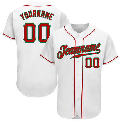 Custom White Red-Kelly Green Authentic Baseball Jersey - Sky-Custom