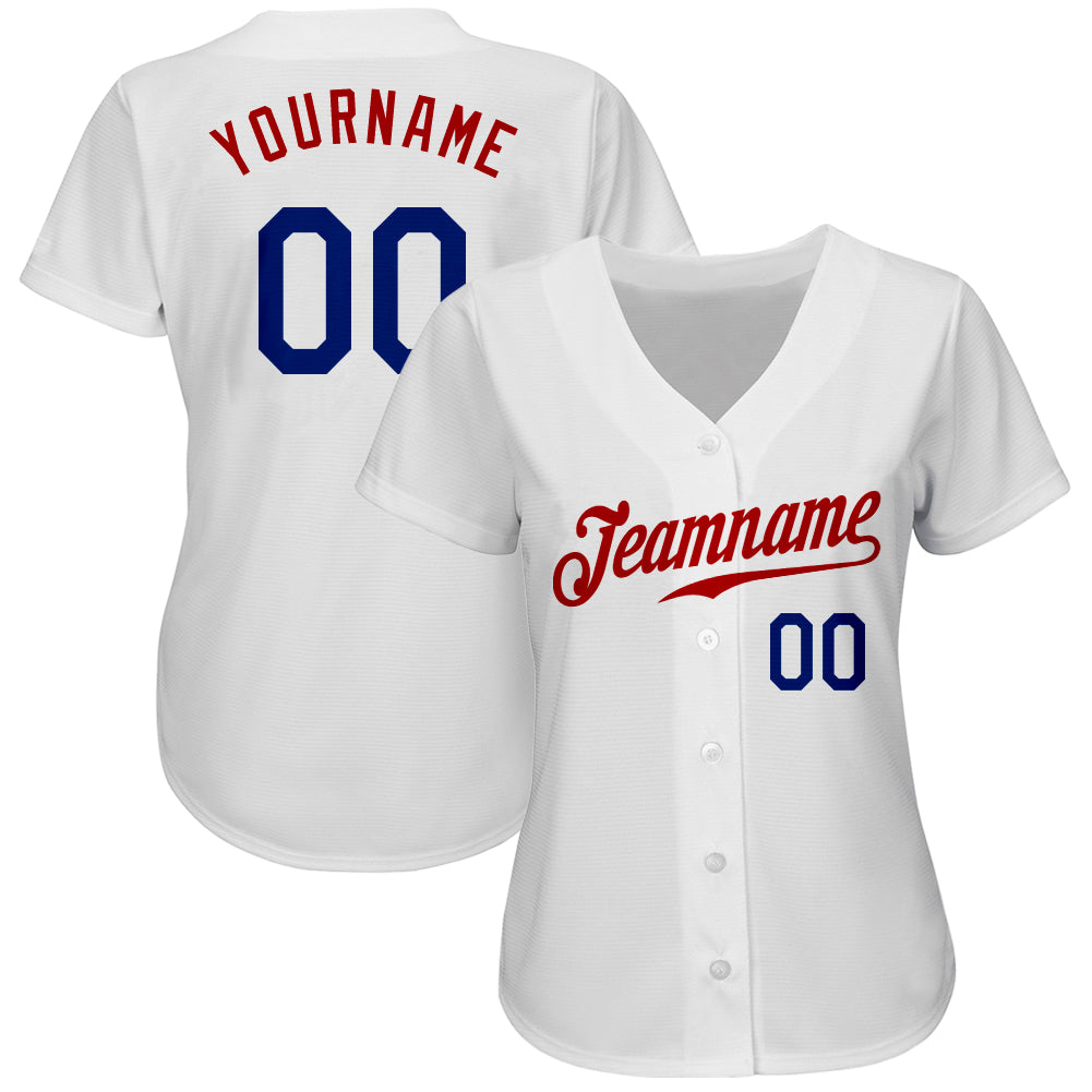Custom White Royal-Red Authentic Baseball Jersey - Sky-Custom