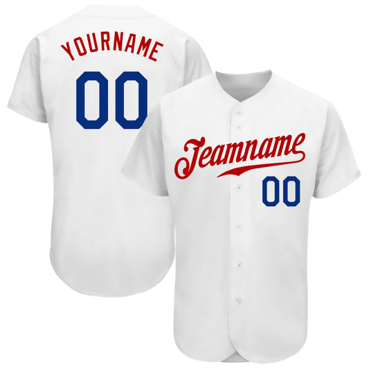 Custom White Royal-Red Authentic Baseball Jersey - Sky-Custom