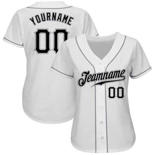 Custom White Black-Gray Authentic Baseball Jersey - Sky-Custom