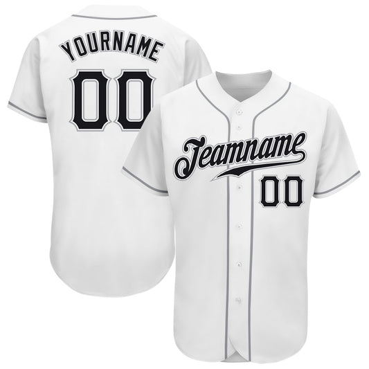 Custom White Black-Gray Authentic Baseball Jersey - Sky-Custom