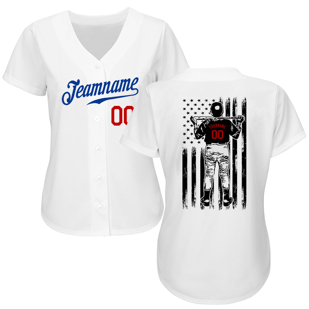 Custom White Royal-Red Authentic Baseball Jersey - Sky-Custom