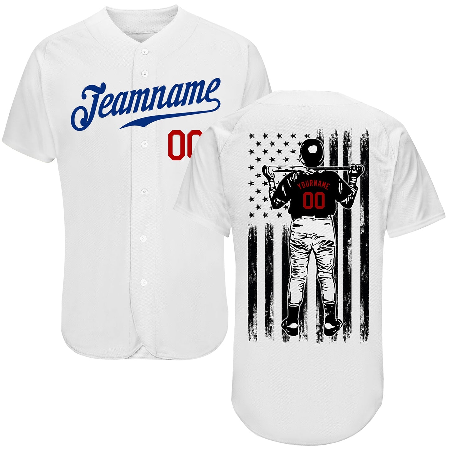 Custom White Royal-Red Authentic Baseball Jersey - Sky-Custom