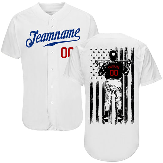 Custom White Royal-Red Authentic Baseball Jersey - Sky-Custom